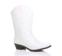 Ajvani Low Cuban Heel Embroidered Cowboy Western Boots In White White
