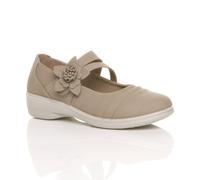 Ajvani Low Heel Flat Comfort Mary Janes In Beige Beige 8