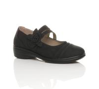 Ajvani Low Heel Flat Comfort Mary Janes In Black Black 7