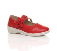 Ajvani Low Heel Flat Comfort Mary Janes In Red Red 7