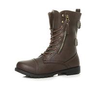 AJVANI low heel flat zip lace up military army combat classic ankle boots size 6 39