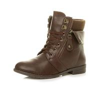 AJVANI low heel lace up knitted cuff zip combat ankle boots size 3 36