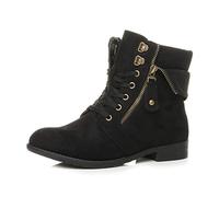 AJVANI low heel lace up knitted cuff zip combat ankle boots size 3 36