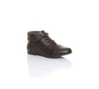 Ajvani Low Heel Pixie Granny Faux Leather Ankle Boots In Brown Brown