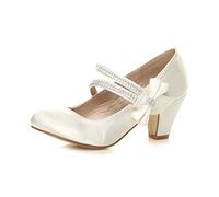 AJVANI Low Heel Strap Bridesmaid Party Formal Evening Shoes Size 13
