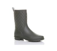 Ajvani Low Heel Waterproof Wellingtons Quilted Ankle Boots Wellies In Khaki Khaki