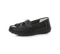 AJVANI Low Heel Wedge Moccassins Tassel Loafers Comfort Shoes Size 7 40 Black
