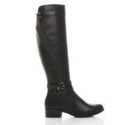 Ajvani Low Heel Zip Military Biker Style Knee Biker Boots In Black Black 6