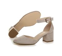 AJVANI low medium block heel ankle strap two piece d'orsay shoes sandals size 3 36
