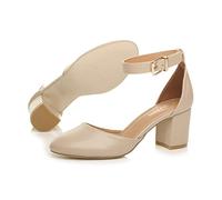 AJVANI low medium block heel ankle strap two piece d'orsay shoes sandals size 3 36