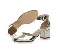 AJVANI low medium block heel ankle strap two piece d'orsay shoes sandals size 5 38