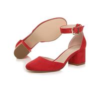 AJVANI low medium block heel ankle strap two piece d'orsay shoes sandals size 6 39