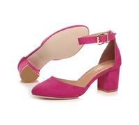 AJVANI low medium block heel ankle strap two piece d'orsay shoes sandals size 6 39