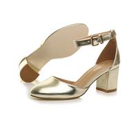 AJVANI low medium block heel ankle strap two piece d'orsay shoes sandals size 7 40