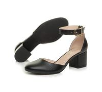 AJVANI low medium block heel ankle strap two piece d'orsay shoes sandals size 7 40