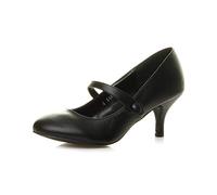 AJVANI Low Medium Heel Mary Jane Strap Party Evening Court Shoes Size 6 39 Black Matte