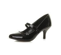 AJVANI Low Medium Heel Mary Jane Strap Party Evening Court Shoes Size 7 40 Black Patent