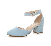 AJVANI Low mid Block Heel Ankle Strap Court Shoes Sandals