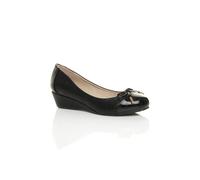 Ajvani Low Mid Wedge Heel Comfort Court Shoes In Black Black