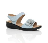 Ajvani Low Wedge Heel Comfort Touch Close Faux Leather Sandals In Baby Blue Baby Blue 5