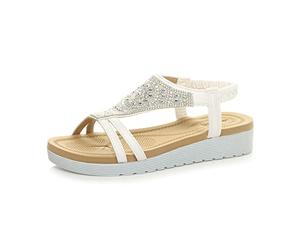 AJVANI low wedge heel flatform diamante t-bar slingback sandals size 6 39