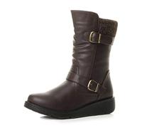 AJVANI low wedge heel knitted collar buckle comfort calf boots size 3 36