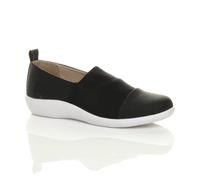 Ajvani Low Wedge Heel Padded Comfort Casual Shoes In Black Black