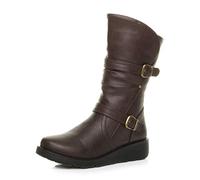AJVANI low wedge heel ruched buckle winter comfort calf boots size 3 36