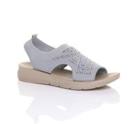 Ajvani Low Wedge Heel Slingback Diamante Summer Holiday Comfort Sandals In Grey Grey