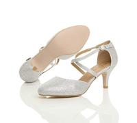 AJVANI medium high heel crossed straps evening bridesmaid sandals shoes size 4 37