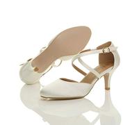 AJVANI medium high heel crossed straps evening bridesmaid sandals shoes size 5 38