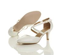 AJVANI medium high heel crossed straps evening bridesmaid sandals shoes size 5 38