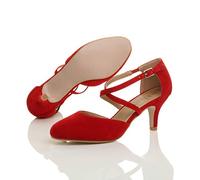 AJVANI medium high heel crossed straps evening bridesmaid sandals shoes size 6 39