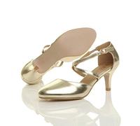 AJVANI medium high heel crossed straps evening bridesmaid sandals shoes size 7 40