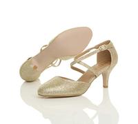 AJVANI medium high heel crossed straps evening bridesmaid sandals shoes size 8 41