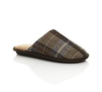 AJVANI Men's Flat Heel Check Mules Slippers in Brown | Size: 11 AJVANI Brown 11