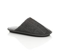 AJVANI Men's Flat Heel Check Mules Slippers in Grey | Size: 9 AJVANI Grey 9