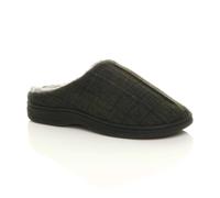 AJVANI Men's Flat Heel House Shoes Tartan Slippers in Khaki | Size: 10 AJVANI Khaki 10