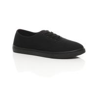 AJVANI Men's Flat Heel Lace Up Canvas Pumps Jersey Plimsolls in Black | Size: 11 AJVANI Black 11