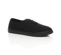 AJVANI Men's Flat Heel Lace Up Canvas Pumps Jersey Plimsolls in Black | Size: 12 AJVANI Black 12