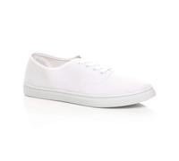 AJVANI Men's Flat Heel Lace Up Canvas Pumps Jersey Plimsolls in White | Size: 12 AJVANI White 12
