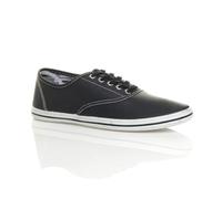 AJVANI Men's Flat Heel Lace Up Faux Leather Plimsolls in Navy | Size: 8 AJVANI Navy 8