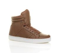 AJVANI Men's Flat Heel Lace Up Trainers Hi Tops in Brown | Size: 9 AJVANI Brown 9