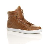 AJVANI Men's Flat Heel Lace Up Trainers Hi Tops in Tan | Size: 11 AJVANI Tan 11