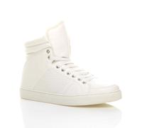 AJVANI Men's Flat Heel Lace Up Trainers Hi Tops in White | Size: 10 AJVANI White 10