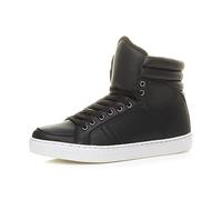 Ajvani Mens lace up Casual Flat hi high top Ankle Boots Trainers, 11 UK, Black