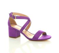Ajvani Mid Block Heel Crossed Straps Sandals In Purple Purple