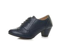 AJVANI mid Block Heel Cut Out lace up Brogue Shoe Boots Booties Size 4 37