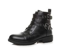 AJVANI mid block heel strappy army combat biker ankle boots size 6 39