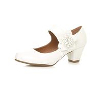 AJVANI mid Chunky Heel Mary Jane Flower Padded Comfort Shoes Size 9 42 White